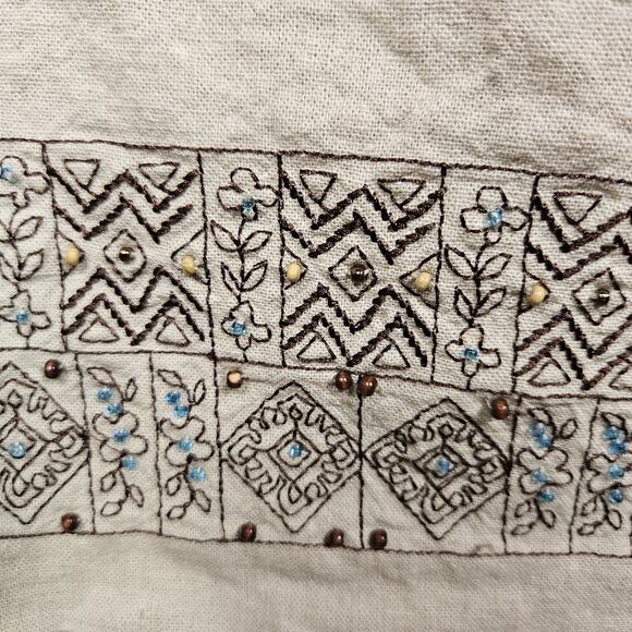 VTG Napa Valley Linen Blend Maxi Skirt Beaded Embroidered Womens 24W Lagenlook - Picture 10 of 16